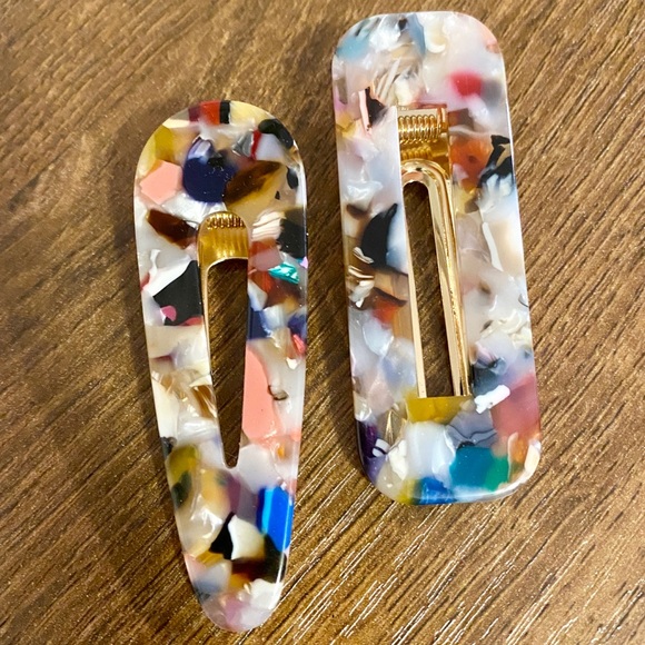 Accessories - Multicolor marble print hair clips - set of 2